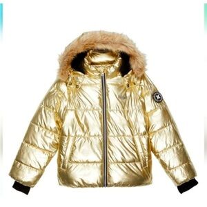New Girls 12 Hurley Metallic Gold Puffer Winter Jacket